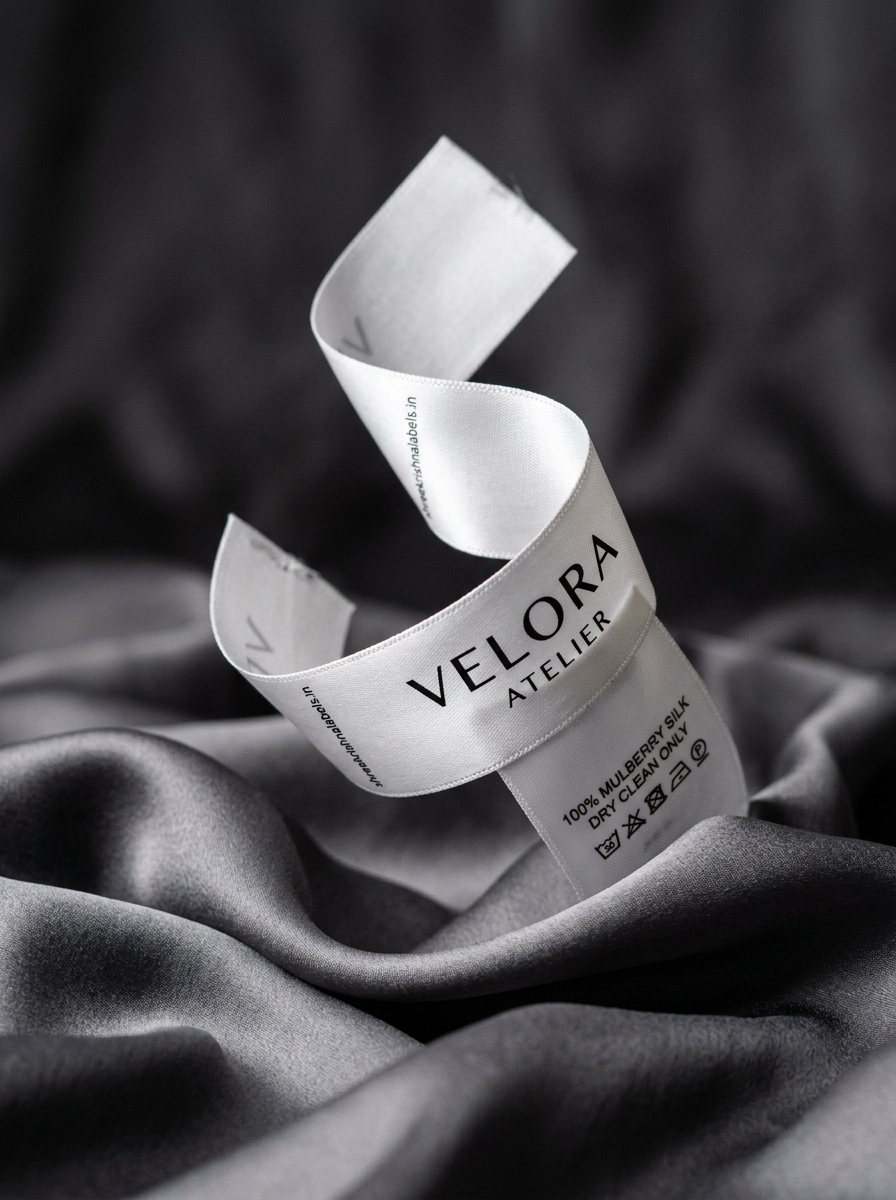 Care label on silk fabric — Shree Krishna Labels, Vasai Mumbai