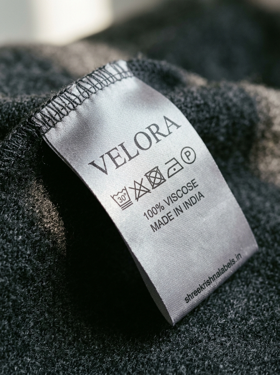 Wash care label showing laundry symbols — Shree Krishna Labels, Vasai Mumbai