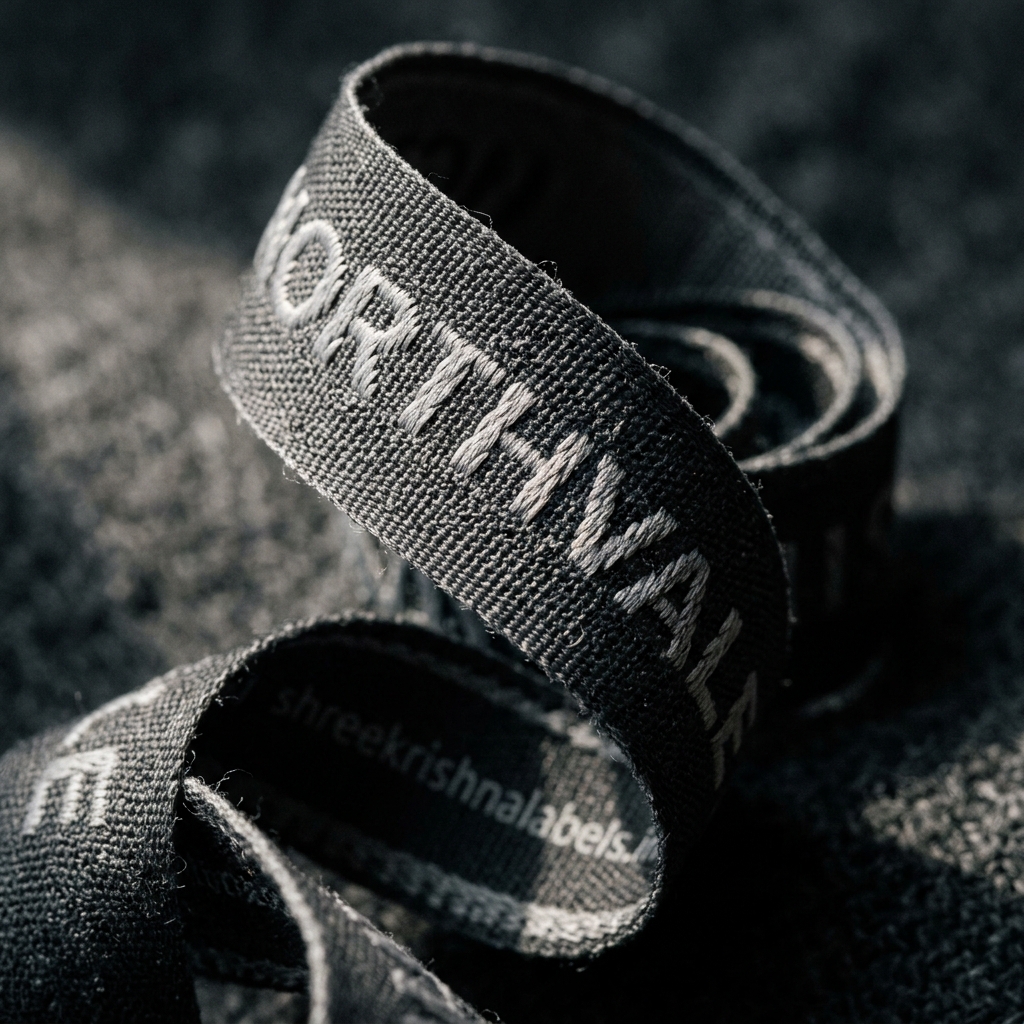 Woven label twisting like a ribbon — Shree Krishna Labels, Vasai Mumbai