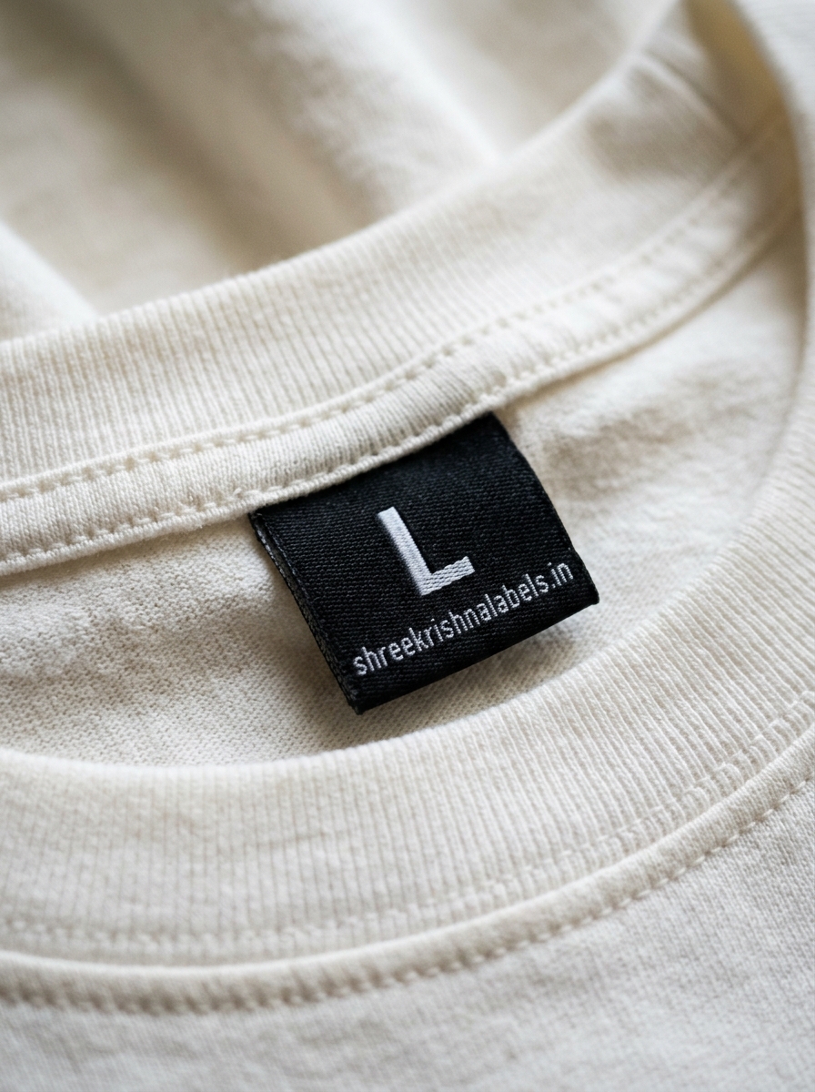 Woven size tab "L" — Shree Krishna Labels, Vasai Mumbai